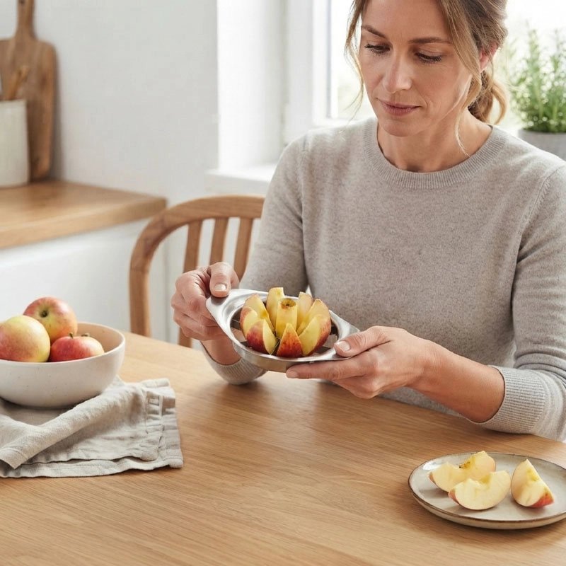 Coupe pomme utilisé par une femme qui à découper une pomme