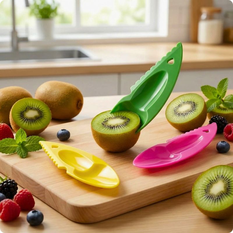 epluche kiwi planté dans une kiwi
