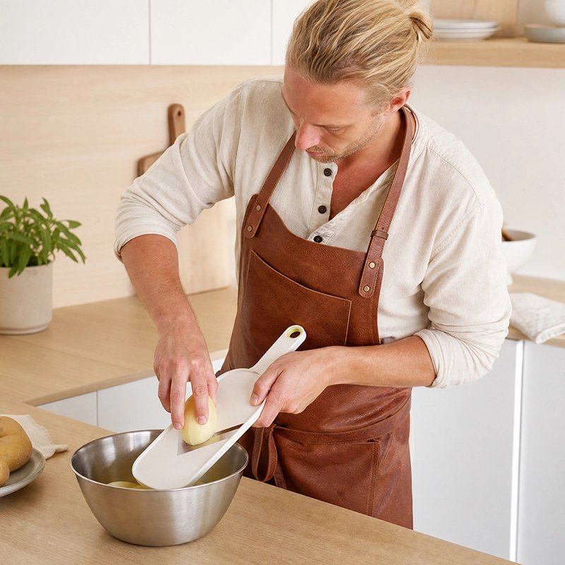Mandoline Cuisine utilisée par un homme en cuisine