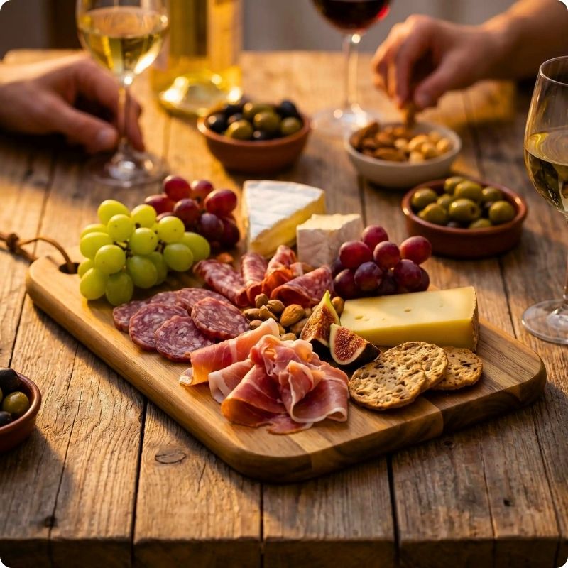 Planche pour cuisine double fac'ine remplie de fromage et charcuterie