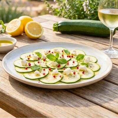 Carpaccio de courgettes, feta et citron : recette fraîche et élégante prête en 10 minutes à la mandoline