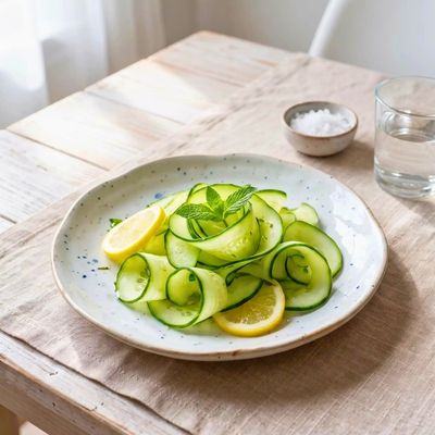 Salade de concombre citron menthe en rubans : recette fraîche en 10 minutes avec la Spaghett'ine™