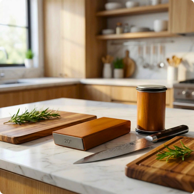 Aiguiseur couteau posé sur plan de travail