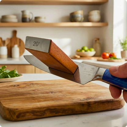 système aimanté d'un aiguiseur couteau sur une couteau