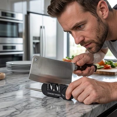 Aiguiseur couteau utilisé pour aiguiser un couteau de cuisine