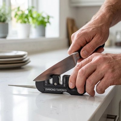Aiguiseur couteau utilisé sur un couteau