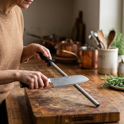 Aiguiseur de couteau tranche f'ine utilisé pour aiguiser un couteau de cuisine