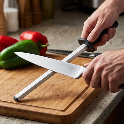 Aiguiseur de couteau tranche f'ine utilisé pour aiguiser un couteau