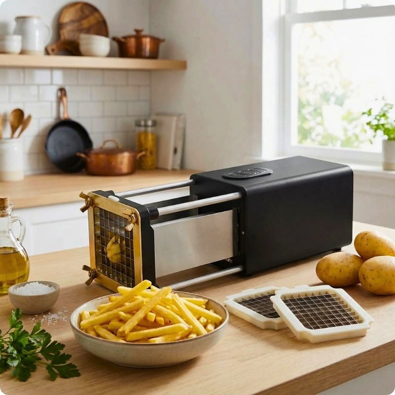 Coupe frites electrique électrique espress'ine posé sur une table