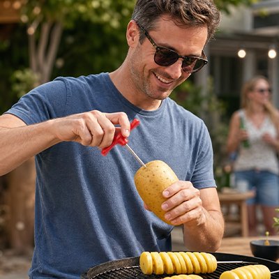 Coupe legume manuel tortil'ineutilisé par un homme