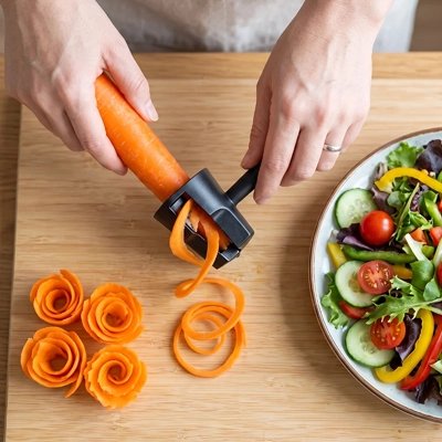 Coupe legume manuel utilisé pour réaliser de belle roses de carottes lisses