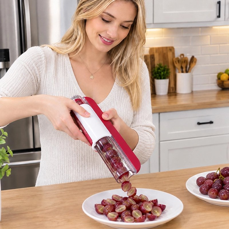 Coupe légumes manuel secur'ine utilisé pour couper des raisins