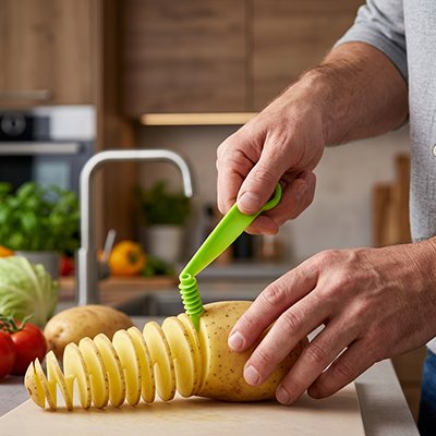 Coupe légumes manuel spirale perfect'ine utilisé pour créer des spirales de pomme de terre