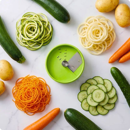 Coupe légumes spirale spira perfect'ine sur table avec des légumes autour