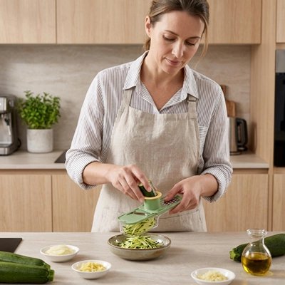 Coupe légumes utilisé pour râper une petite courgette