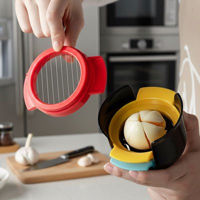 Coupe oeuf dur présenté en cuisine