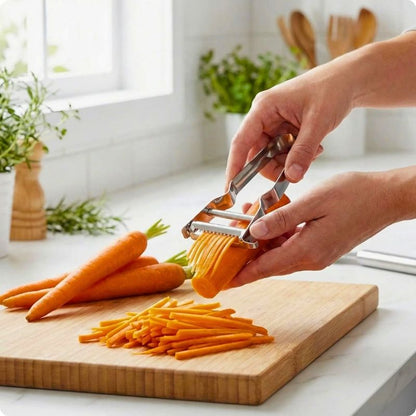 econome a julienne utilisé pour faire des juliennes de  carottes