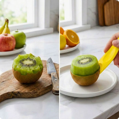 epluche kiwi utilisé pour éplucher kiwi dans assiette