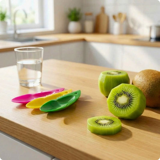 epluche kiwi 3 couleurs posé sur table