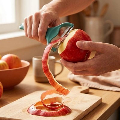 Éplucheur à légumes utilisé pour éplucher une pomme