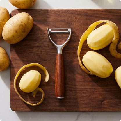 éplucheur pomme de terre pluch'ine posé sur une planche