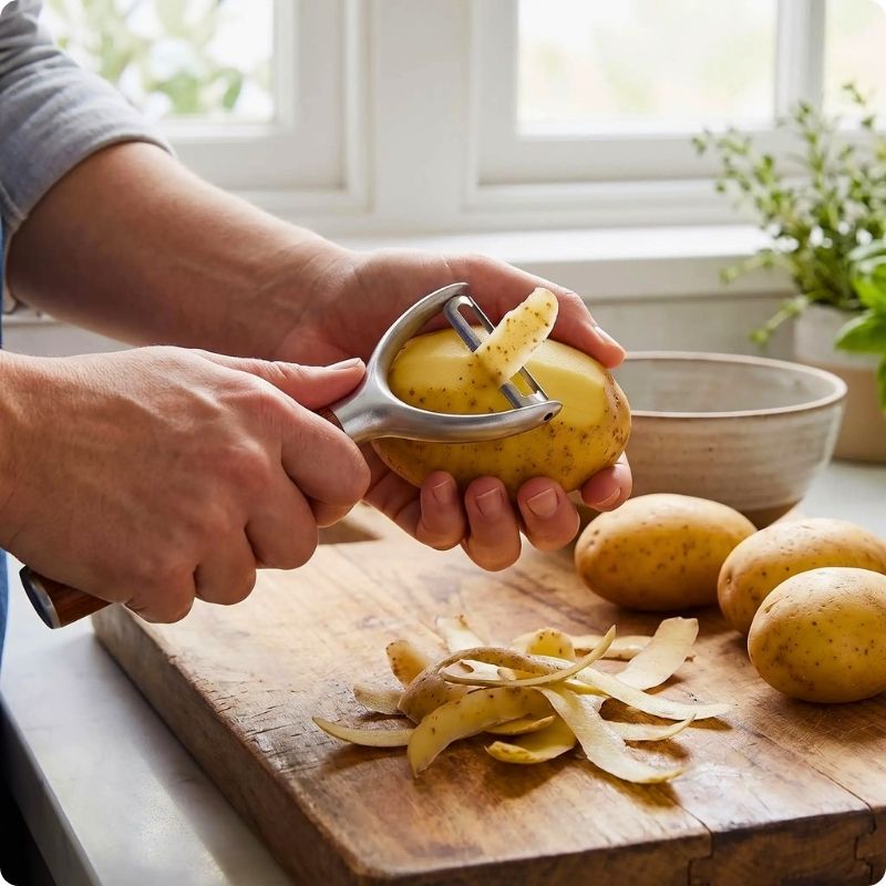 éplucheur pomme de terre pluch'ine  utilisé pour éplucher pomme de terre