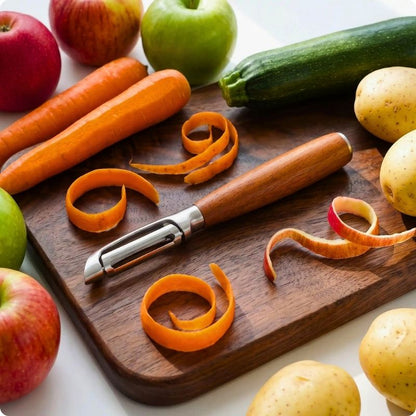 eplucheur de pomme de terre posé sur une planche