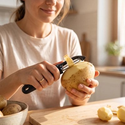 Eplucheur utilisé pour éplucher une pomme de terre