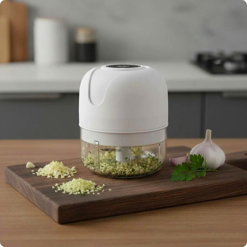 Mini hachoir condimix'ine blanc sur table