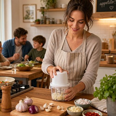 Mini hachoir electrique zen hach'ine utilisé pour hacher des condiments