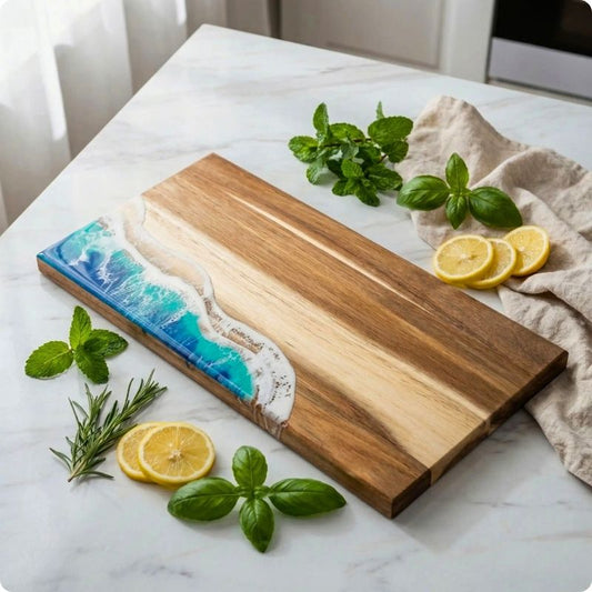 Planche à décuper en bois oceawood posée sur une table