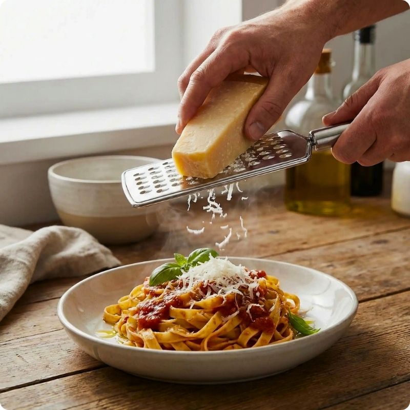 rape fromage maxi copeaux râpe fromage au dessus assiette
