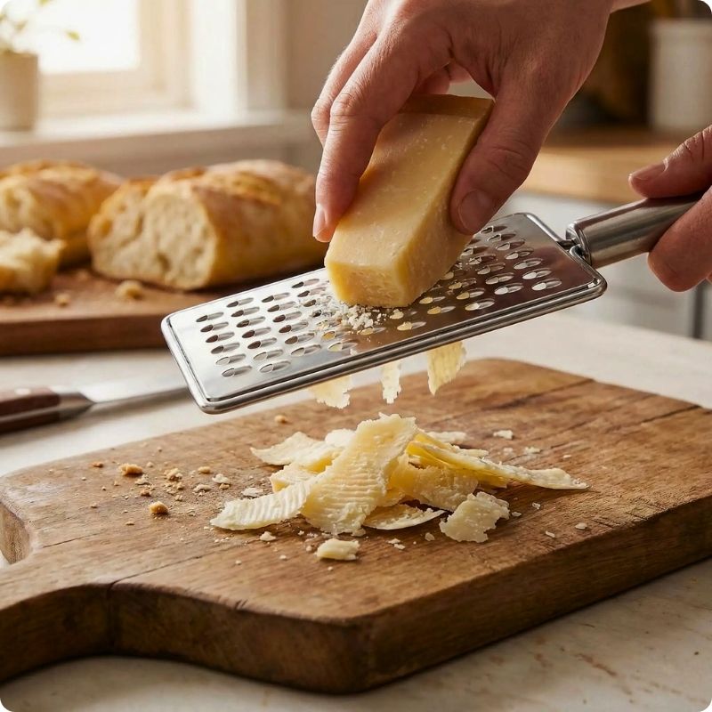 rape fromage maxi copeaux râpe fromage au dessus planche en bois