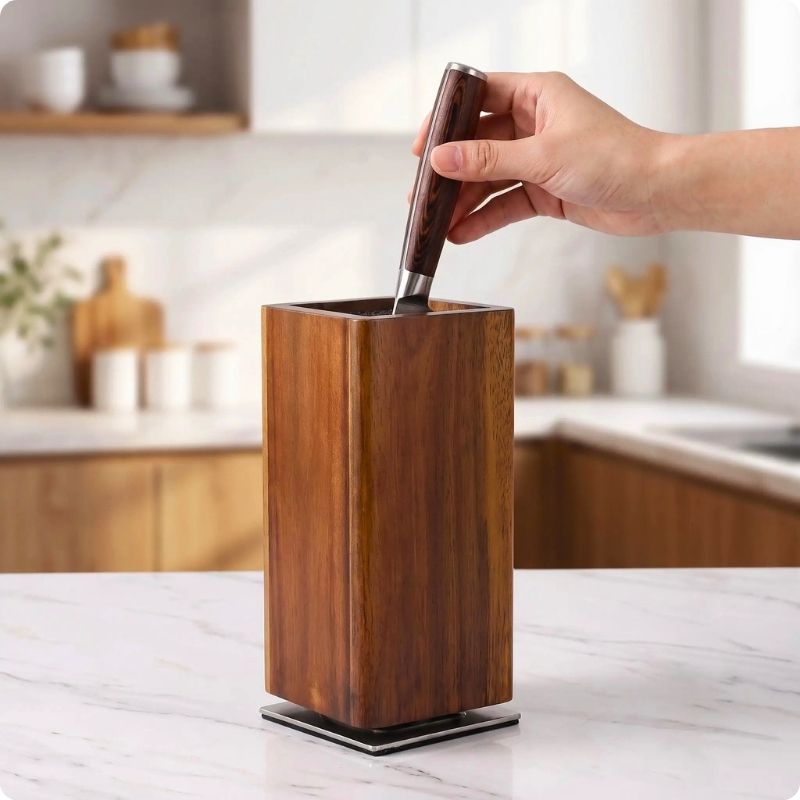 support aimanté pour couteau 360 rotatif'ine avec main prenant couteau
