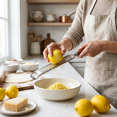 Zesteur utilisé avec un citron en cuisine