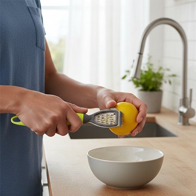 Zesteur utilisé par une personne qui râpe un citron